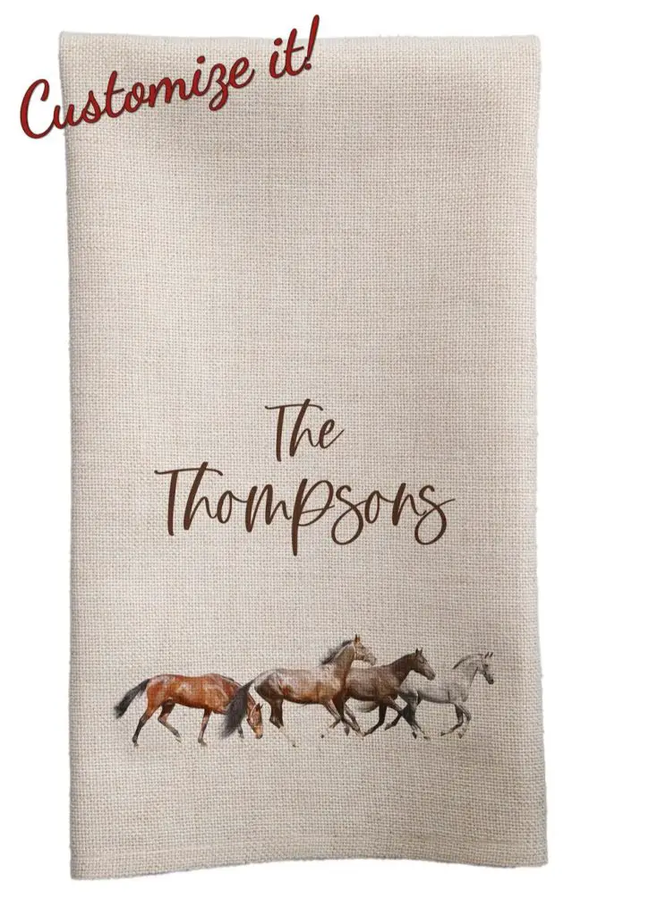 custom tea towel with horses