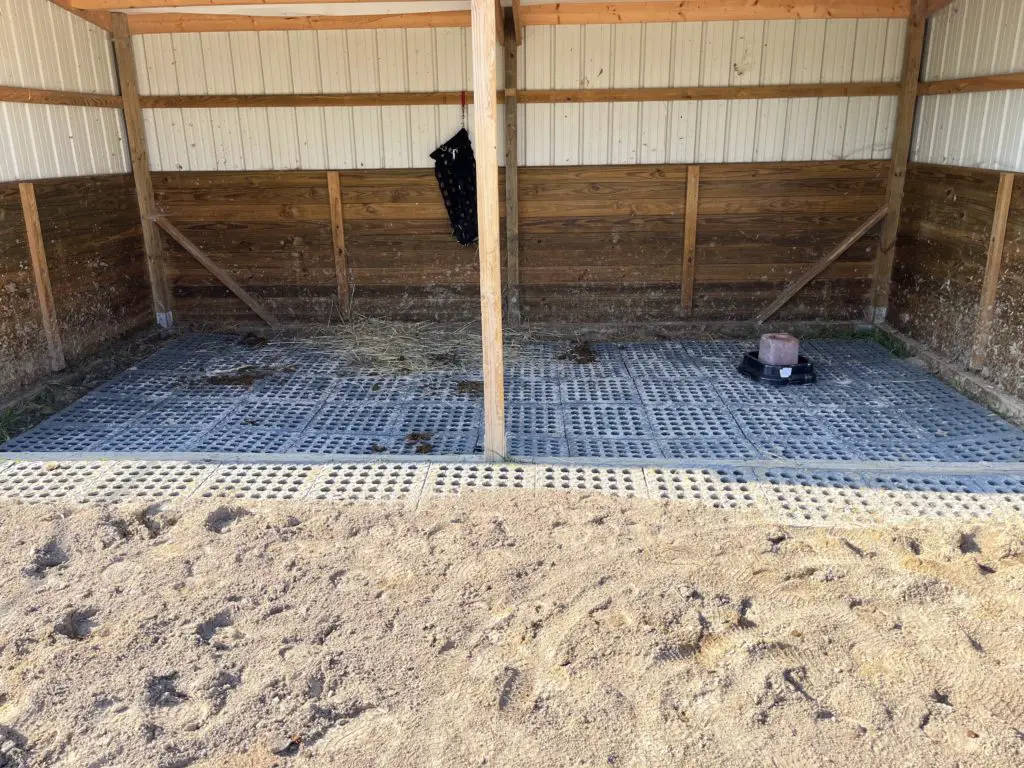 mud control grids inside a shelter
